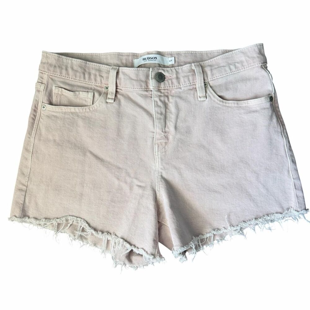 Hudson Los Angeles Frayed Hem Denim Shorts Size 27 Light Blush Pink